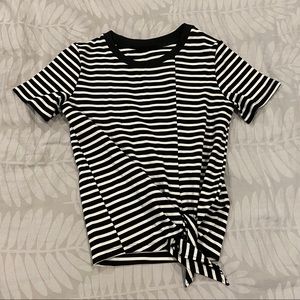 Black/White Striped Tie Knot Top